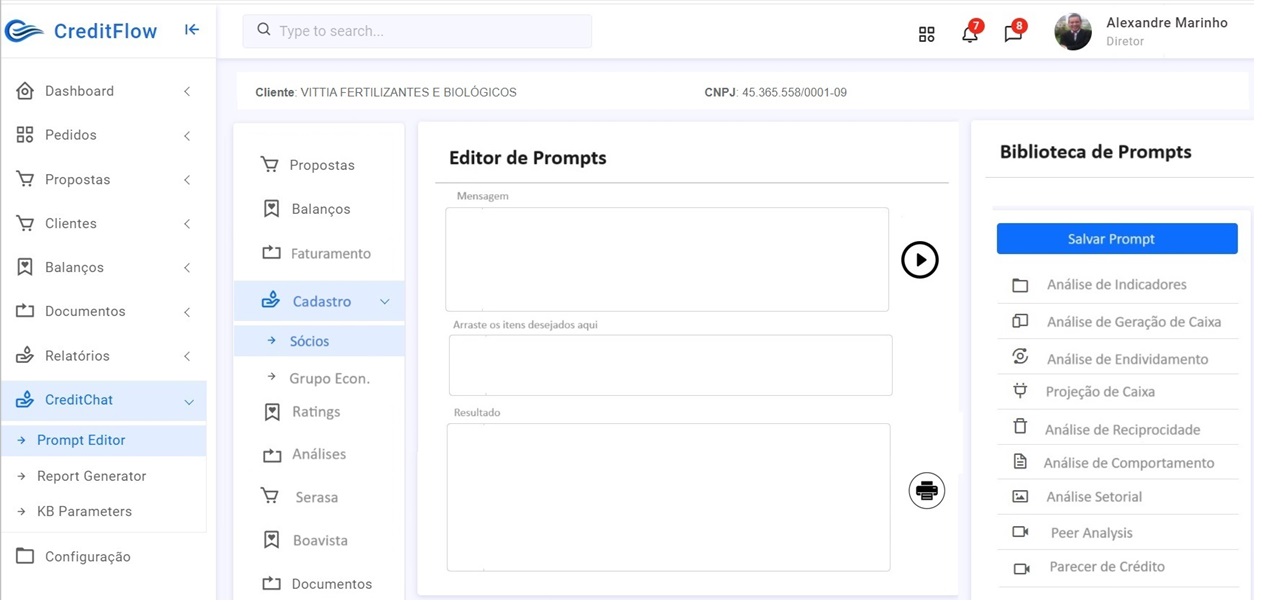 CreditChat - Edição de Prompts para Análise de Crédito